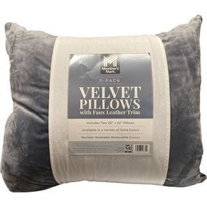 Member's Mark Dutch Velvet Decorative Pillows, 22" x 22", 2pk - Grey